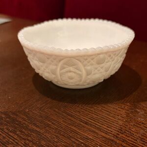 White Milk Glass Textured Ceramic Bowl